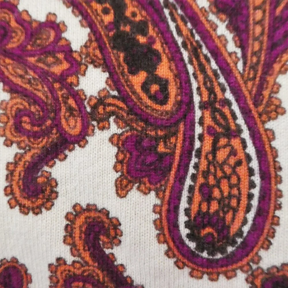 Pure CaSHMeRe Sutton Studio Turtleneck Sweater Sleeveless Paisley Vintage M
